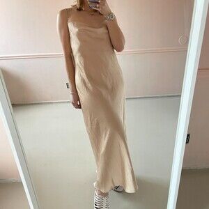Show Me Your Mumu Cowl Neck Satin Maxi Dress Champagne Large